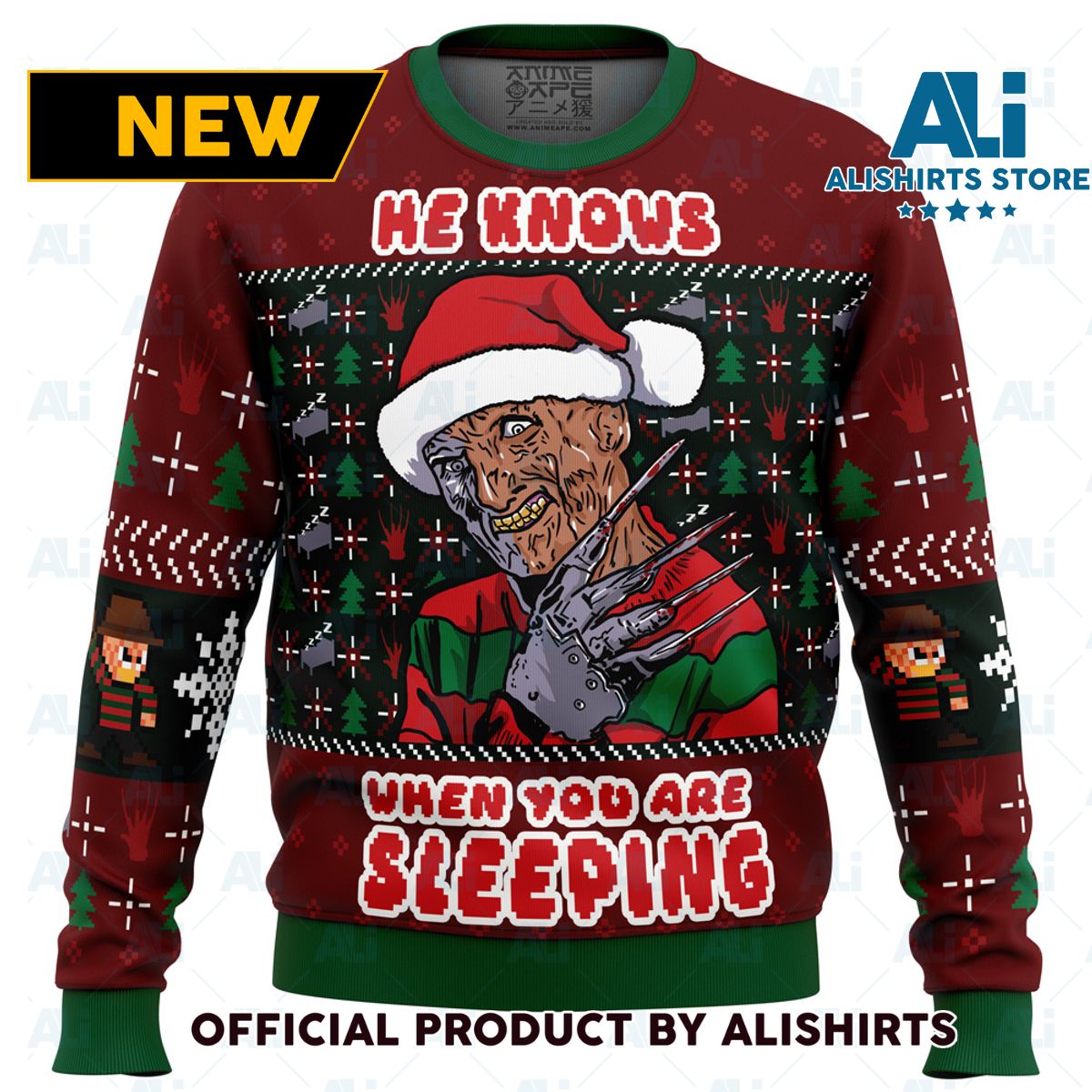 Fred Claws Christmas Freddy Krueger Ugly Christmas Sweater