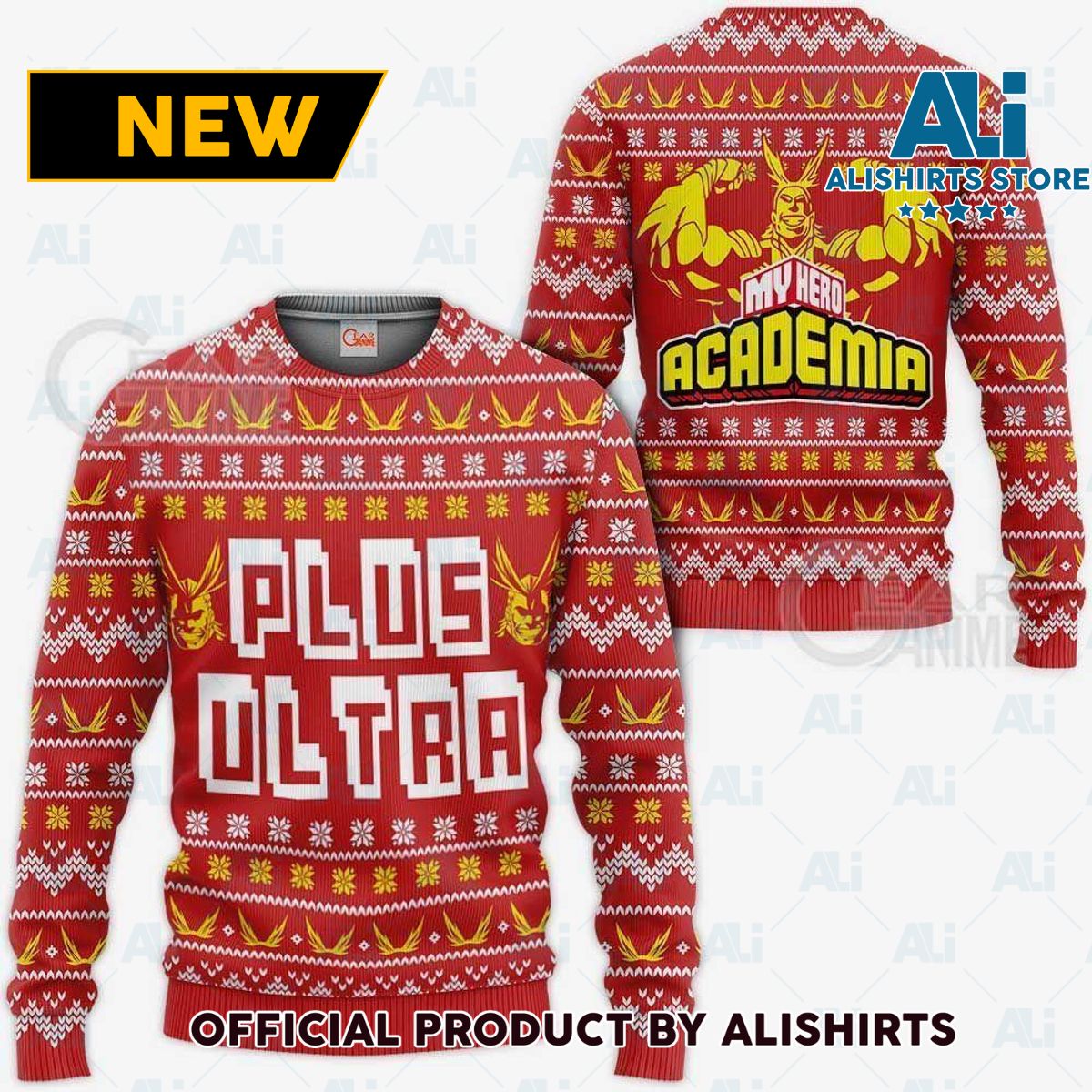 All Might Plus Ultra Ugly Christmas Sweater My Hero Academia Anime