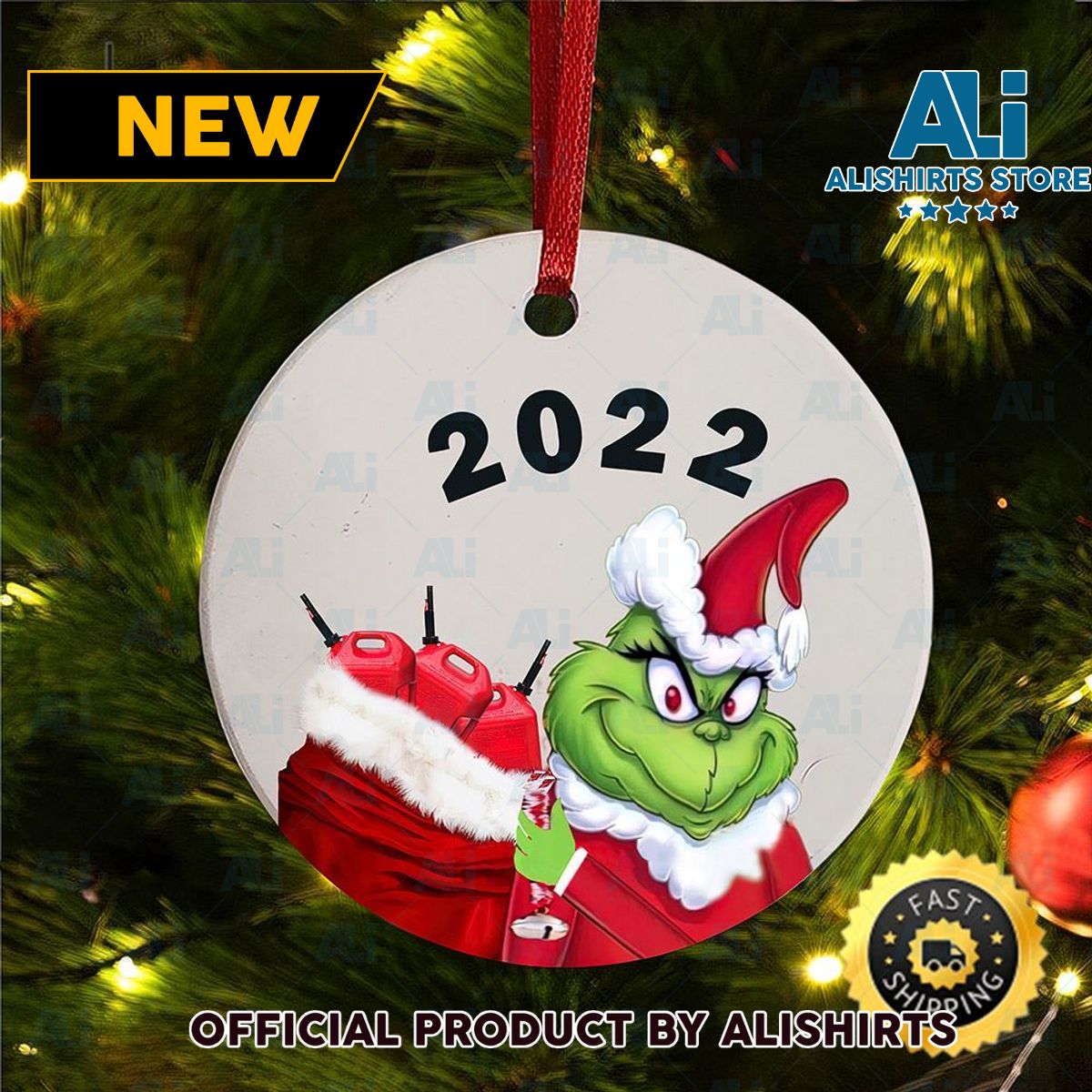 Grinch Christmas Funny Holiday Grinch Arm Holding Ornament