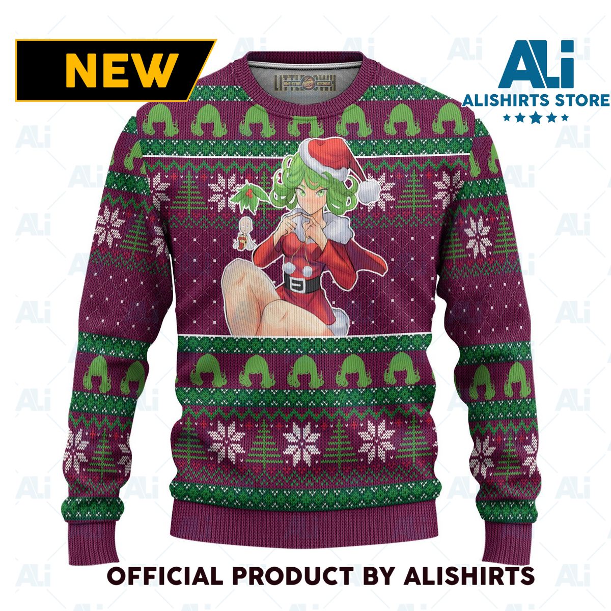 Tatsumaki Anime Ugly Christmas Sweater Custom One Punch Man