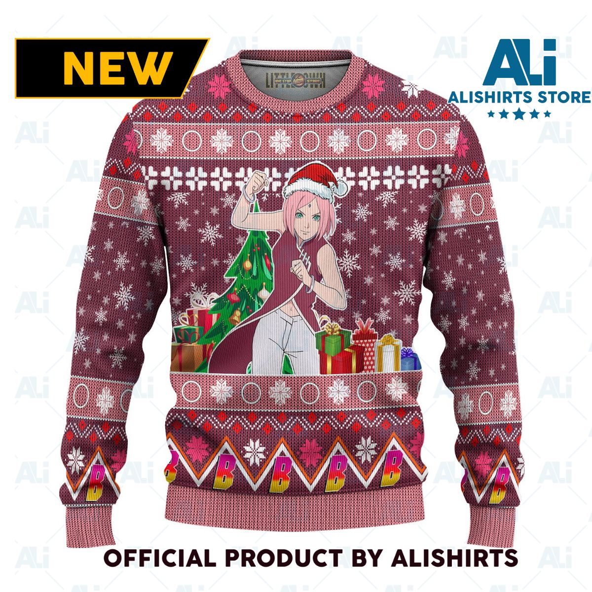 Sakura Uchiha Anime Ugly Christmas Sweater Custom Boruto