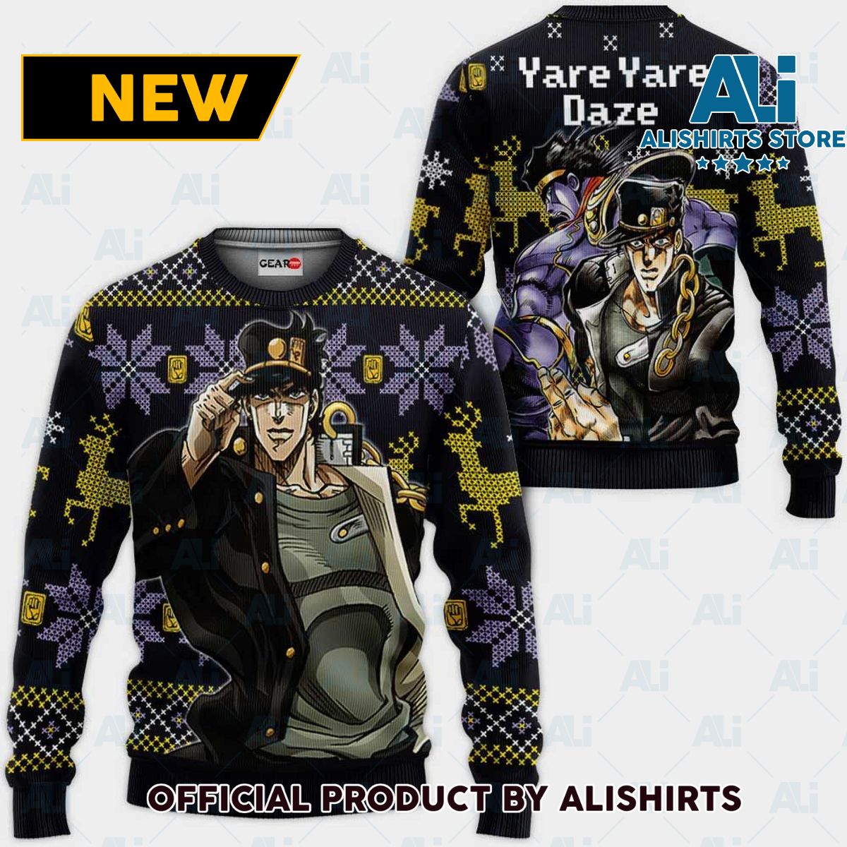 Jotaro Kujo Ugly Christmas Sweater Yare Yare Daze Custom Jojo‚ÄôS Anime