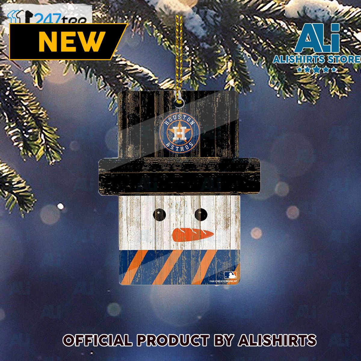 Houston Astros Mlb Snow 2022 Christmas Ornament