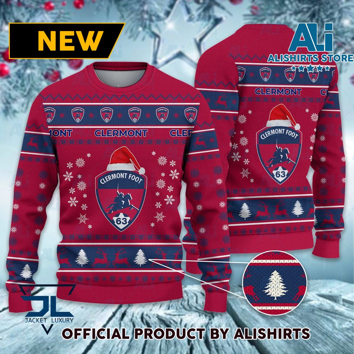 Clermont Foot Auvergne 63 Ligue 1 Ugly Christmas sweater