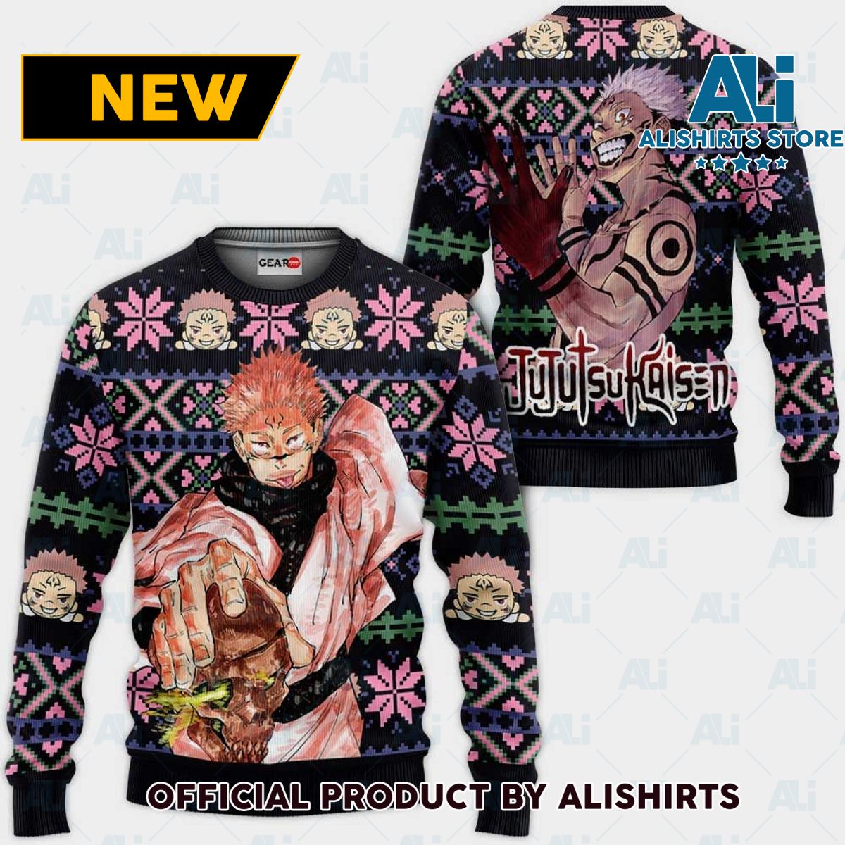 Ryomen Sukuna Ugly Christmas Sweater Custom Anime Jujutsu Kaisen