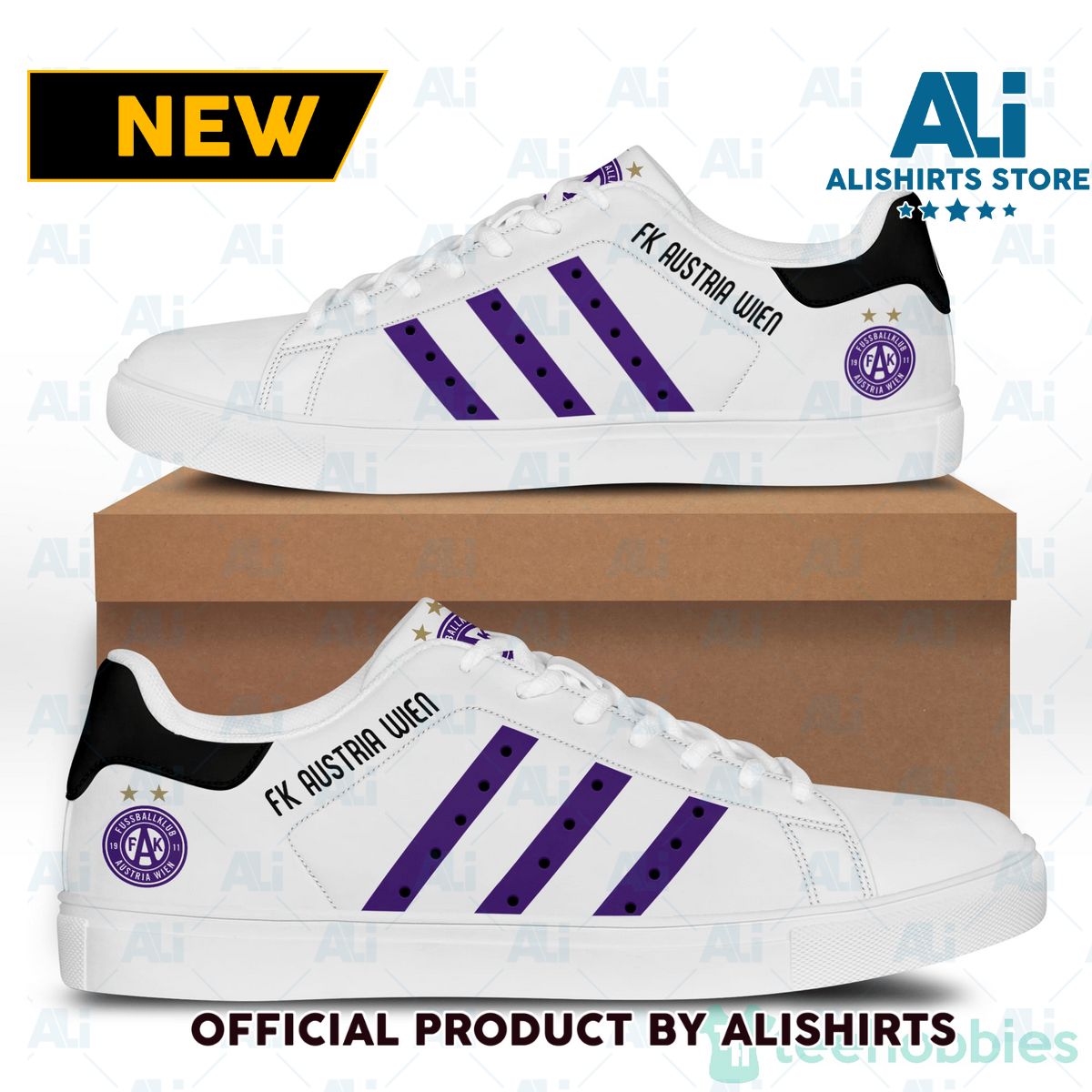 Fk Austria Wien Purple Striped Adidas Stan Smith Low Top Skate Shoes