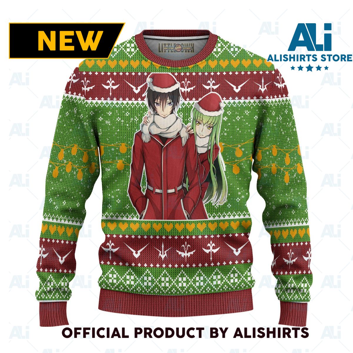 C.C. X Lelouch Anime Ugly Christmas Sweater Custom Code Geass