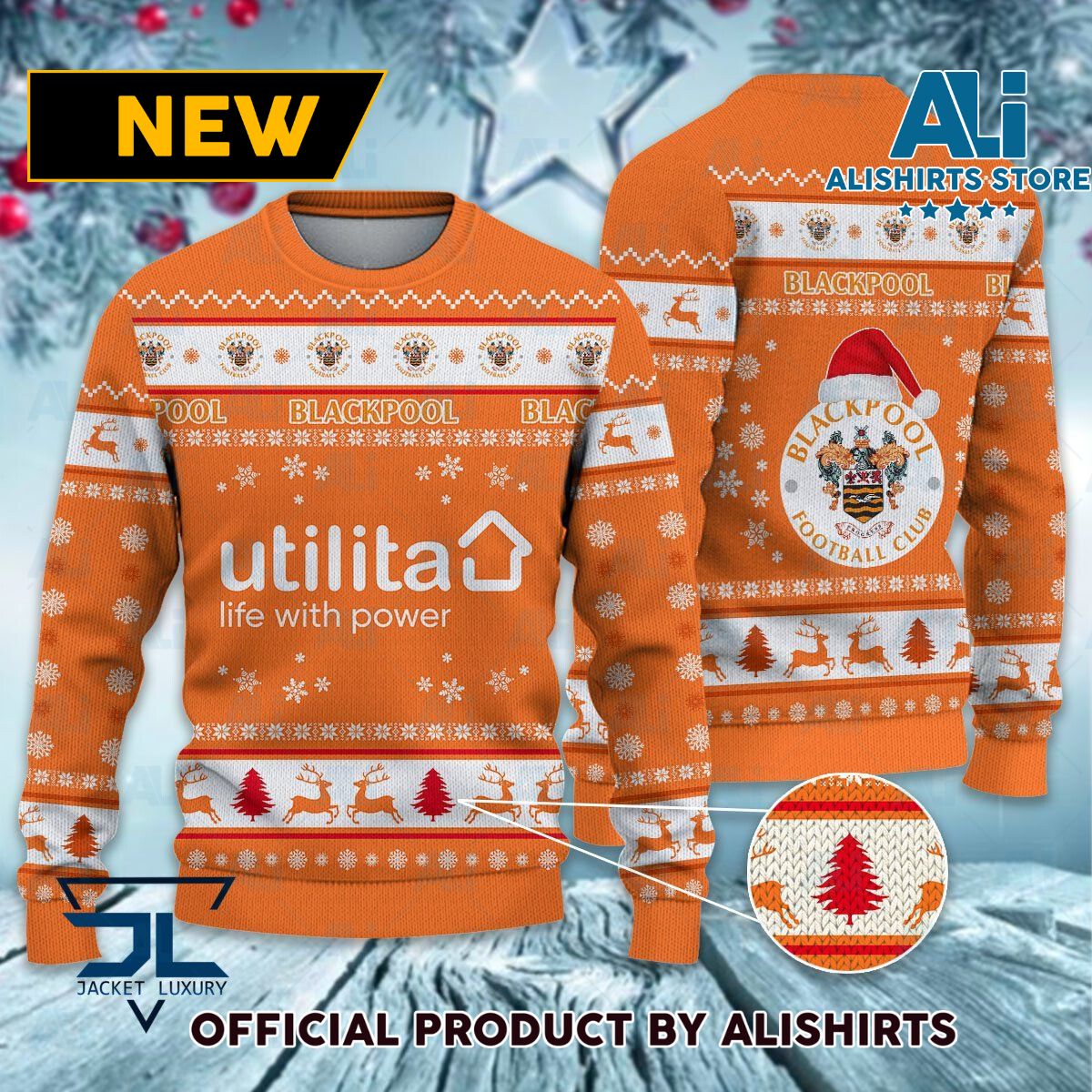 Blackpool FC logo EFL Championship Christmas Sweater