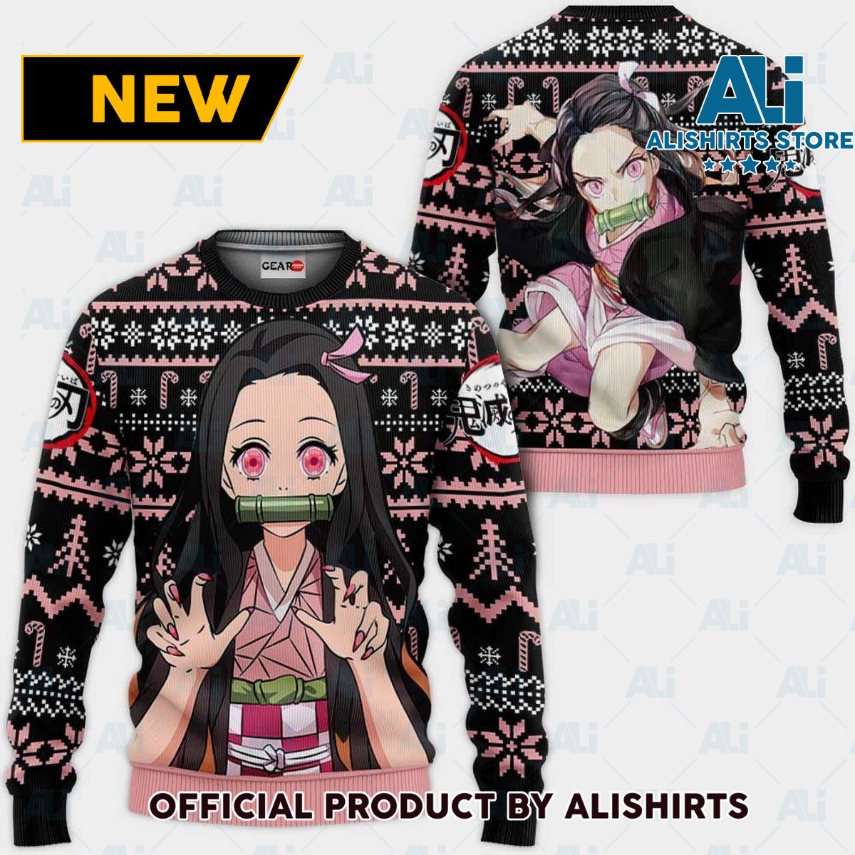 Nezuko Ugly Christmas Sweater Custom Anime Demon Slayer