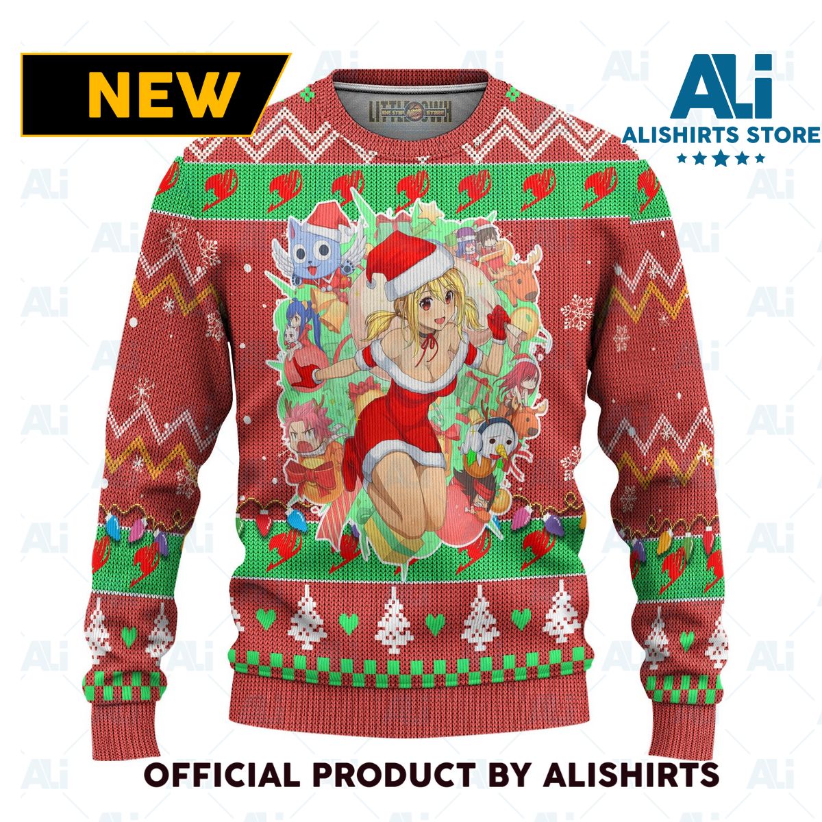 Fairy Tail Anime Ugly Christmas Sweater Custom Pink