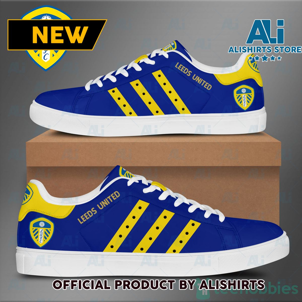 Leeds United Adidas Stan Smith Low Top Skate Shoes