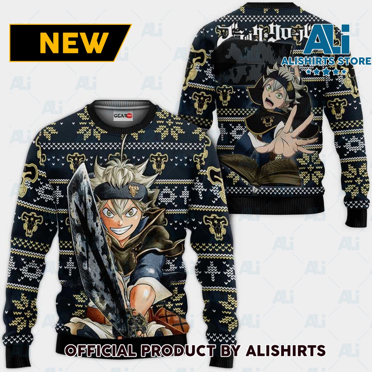 Asta Ugly Christmas Sweater Custom Anime Black Clover