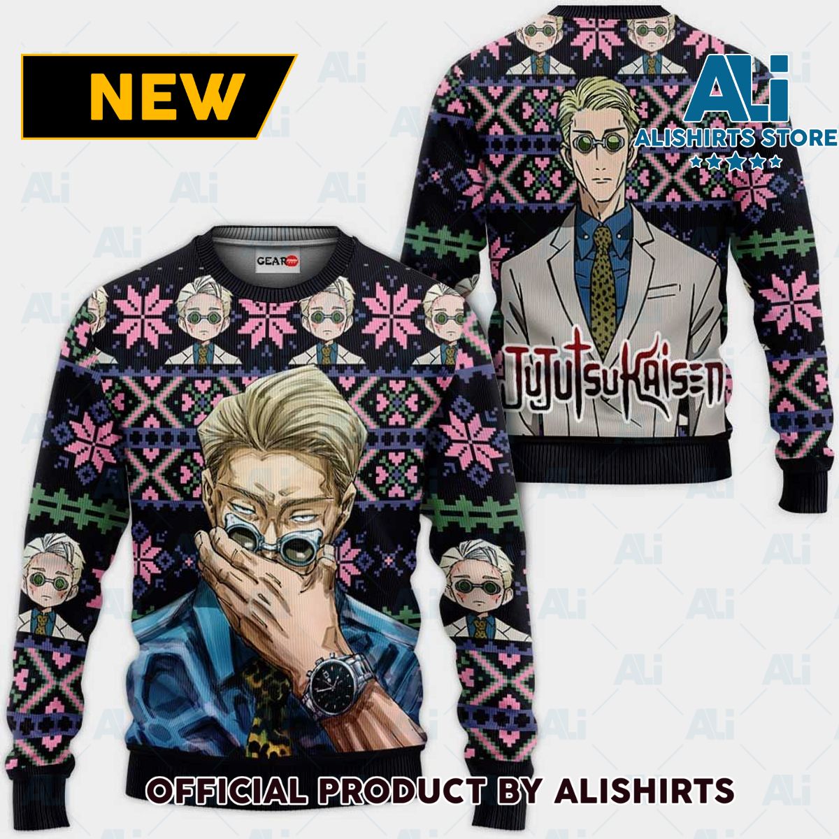 Kento Nanami Ugly Christmas Sweater Custom Anime Jujutsu Kaisen