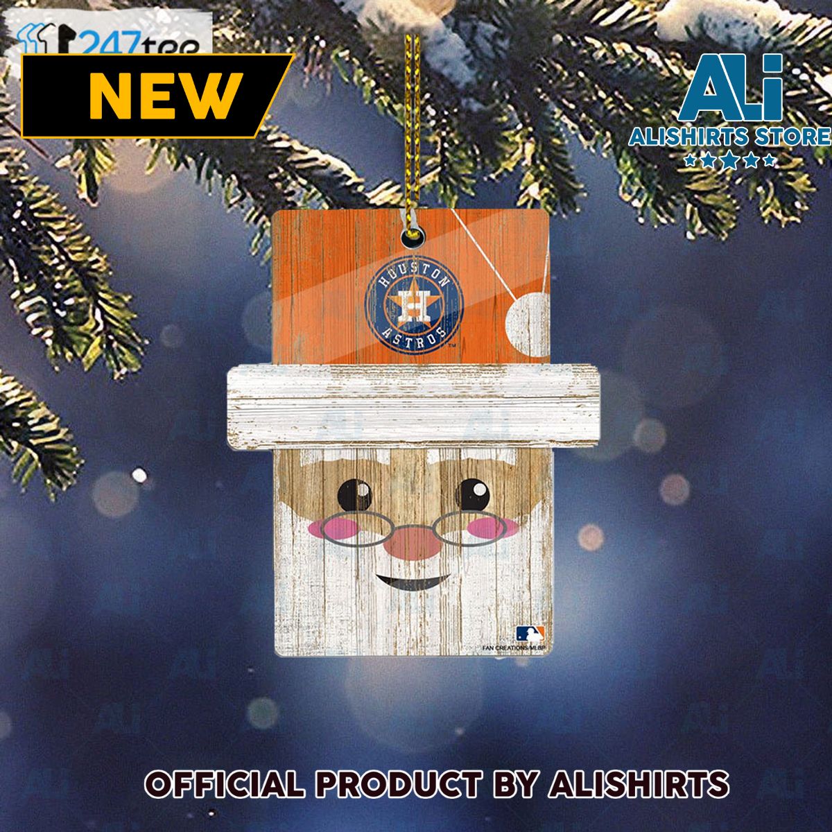 Houston Astros Mlb Santa 2022 Christmas Ornament