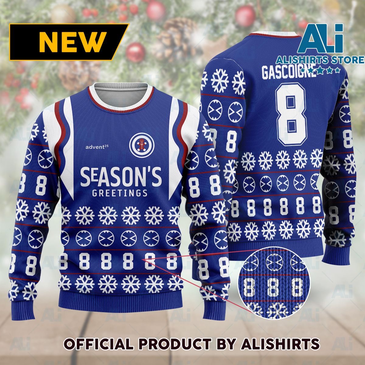 GASCOIGNE  8 SEASON'S GREETINGS CHRISTMAS JUMPER SWEATER