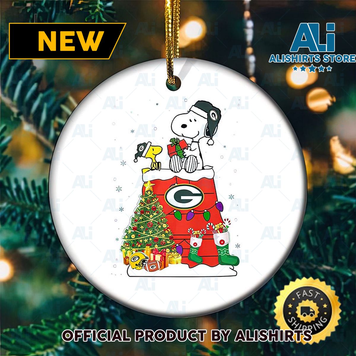 Snoopy Green Bay Packers Nfl Football Ornament