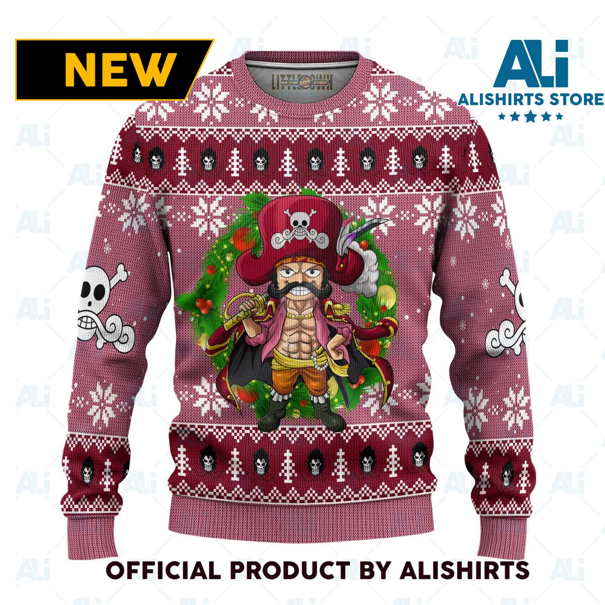 Gol D Roger One Piece Anime Ugly Christmas Sweater