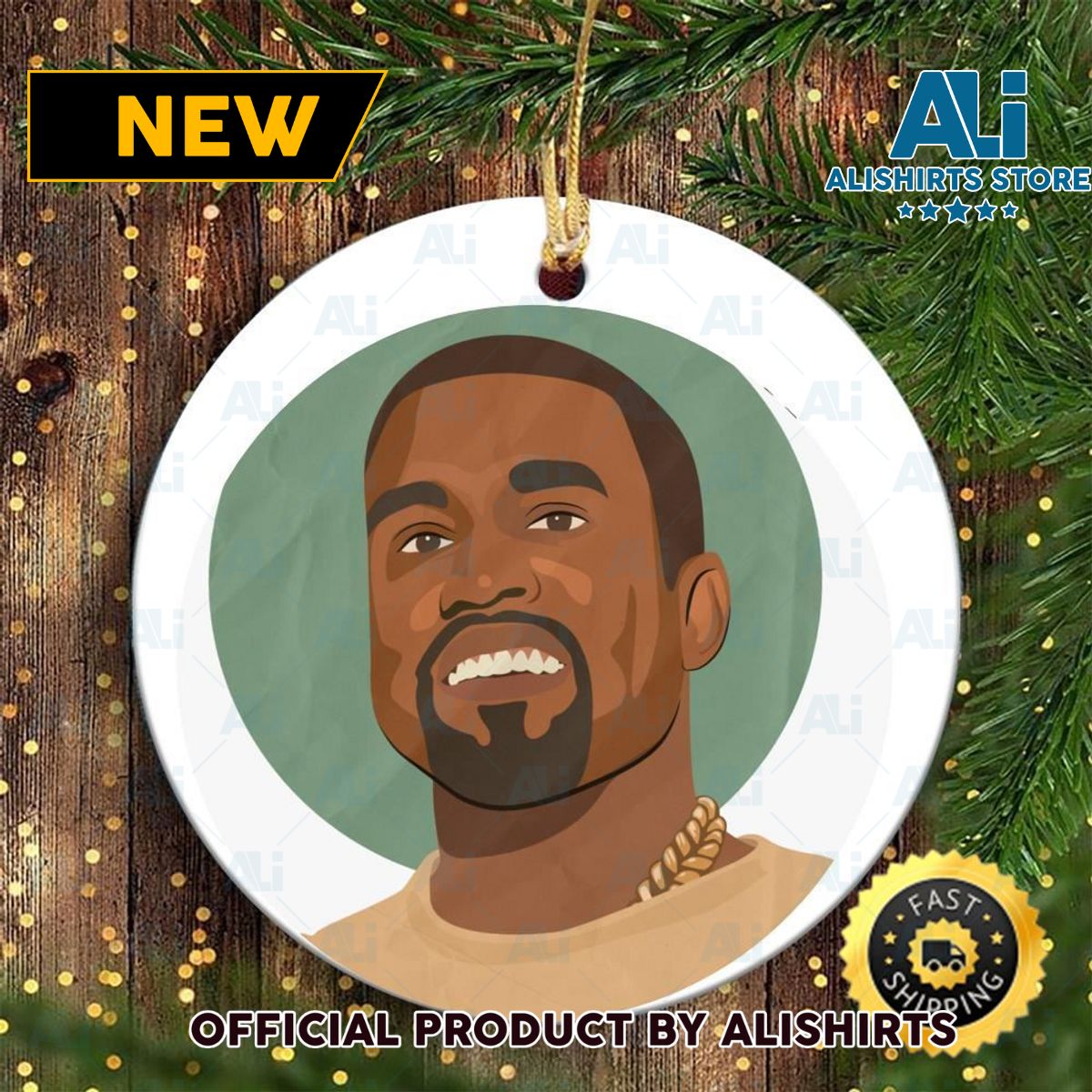 Kanye West Merry Christmas 90s Hip Hop Christmas Ornament