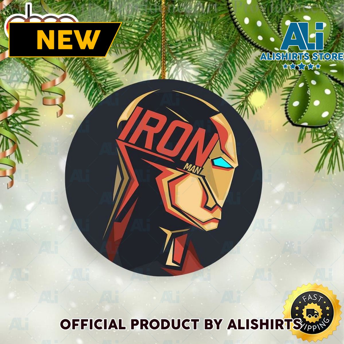 Marvel Iron Man Illustration Superhero Marvel Christmas Tree Ornament