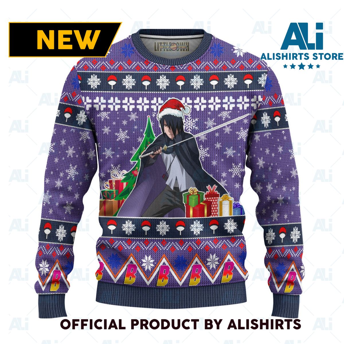 Sasuke Uchiha Anime Ugly Christmas Sweater Custom Boruto