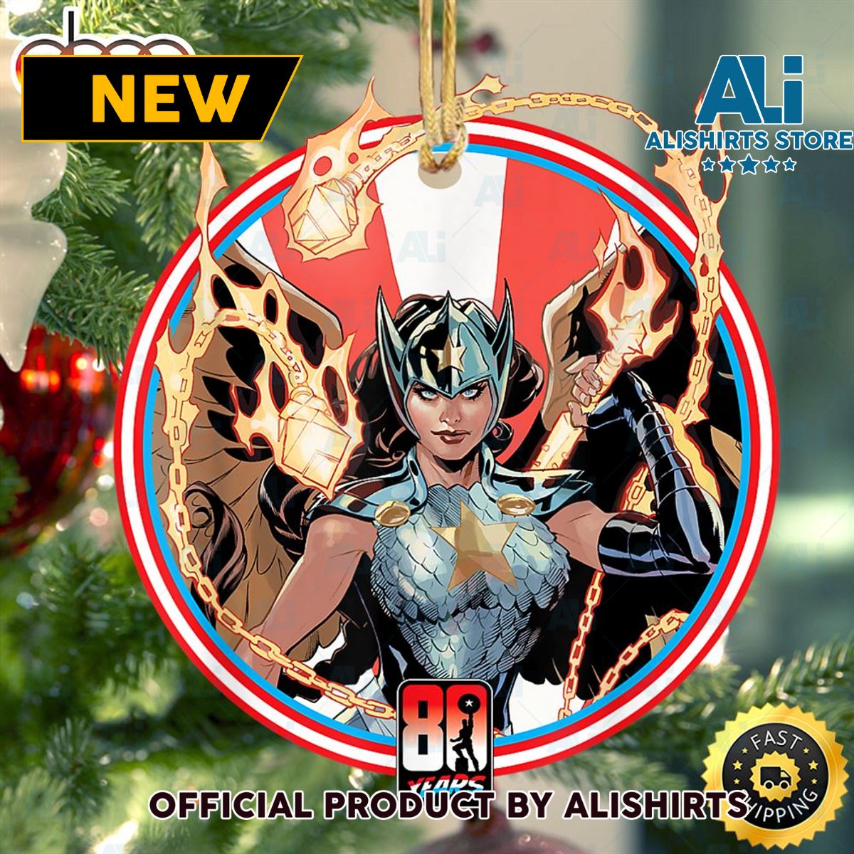 Marvel Valkyries Captain America 80th Anniversary Captain Marvel Ornament