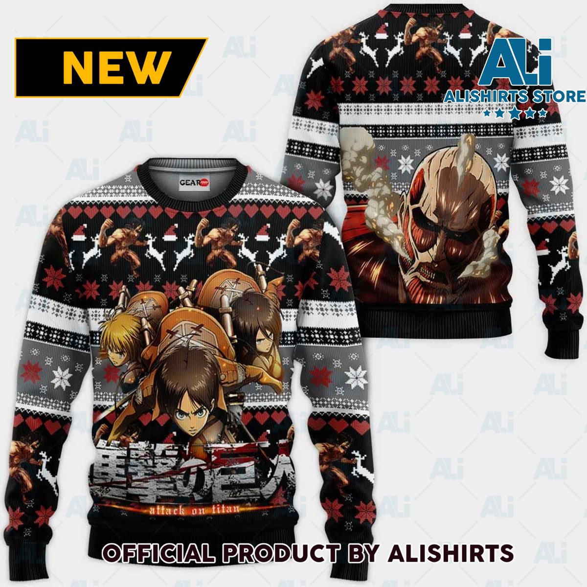 Aot Squad Ugly Christmas Sweater Custom Anime Attack On Titan