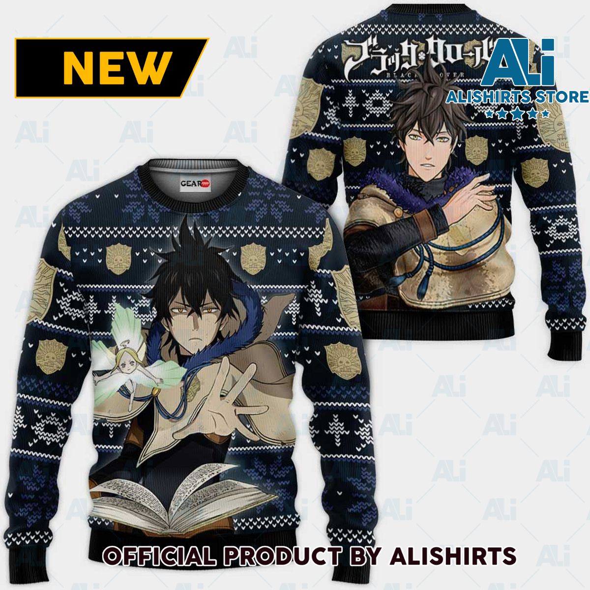 Yuno Ugly Christmas Sweater Custom Anime Black Clover