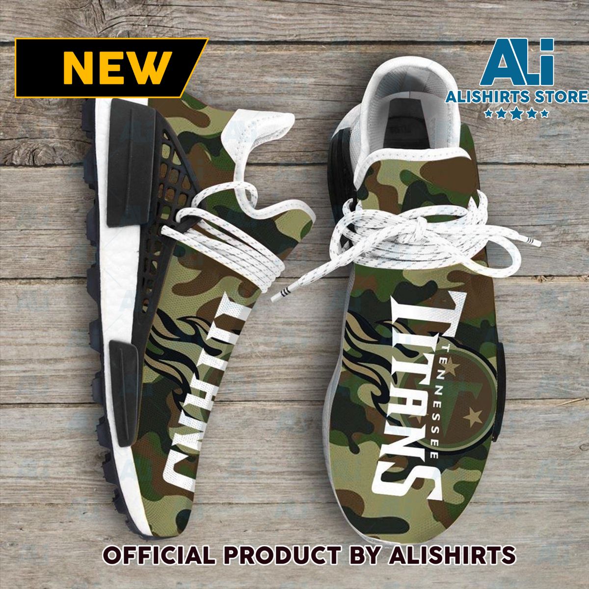 Camo Camouflage Tennessee Titans NFL Sport Teams Human Race Adidas NMD Sneakers