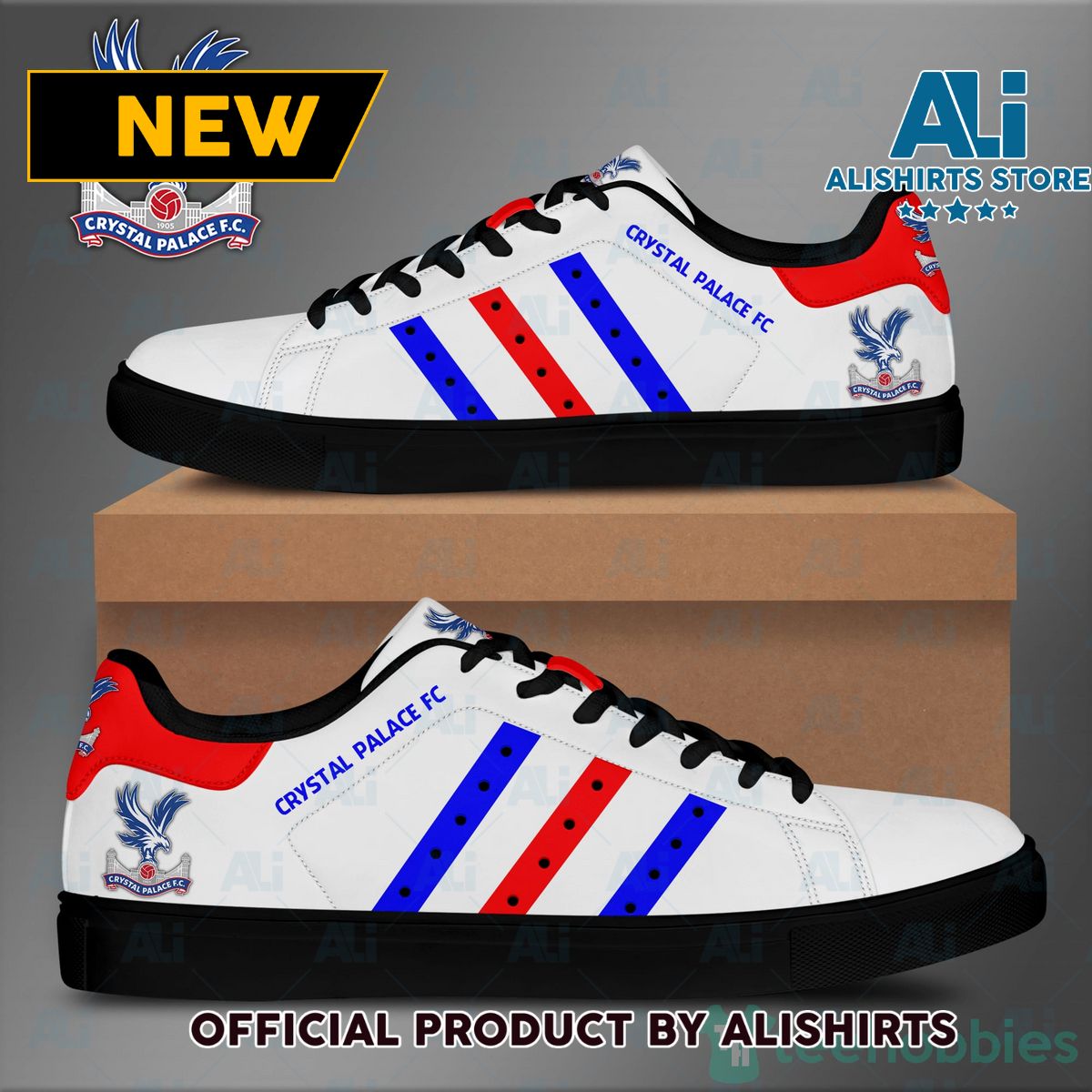 Crystal Palace Fc White Adidas Stan Smith Low Top Skate Shoes