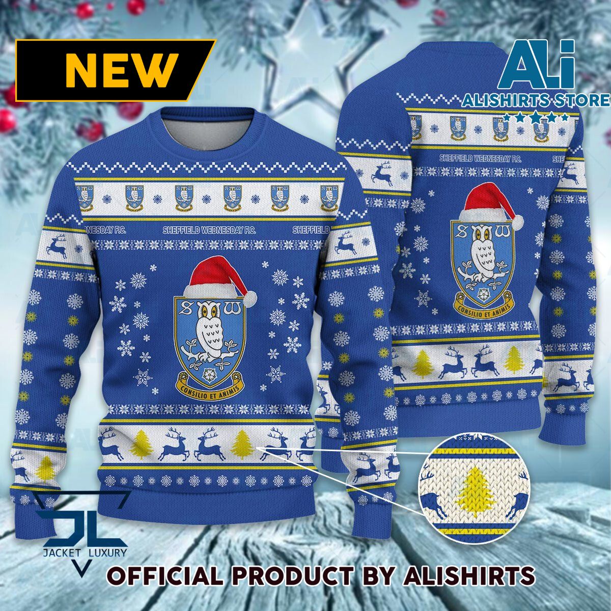 Sheffield Wednesday FC logo EFL Championship Christmas Sweater