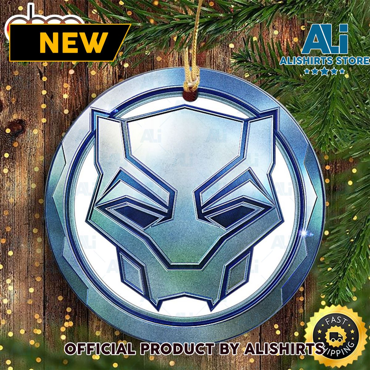 Marvel Black Panther Wakanda Forever Metal Panther Logo Marvel Christmas Ornaments