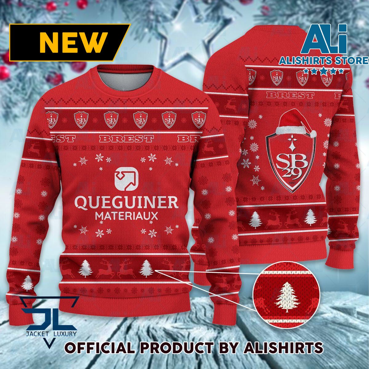 Stade Brestois 29 Ligue 1 Ugly Christmas sweater