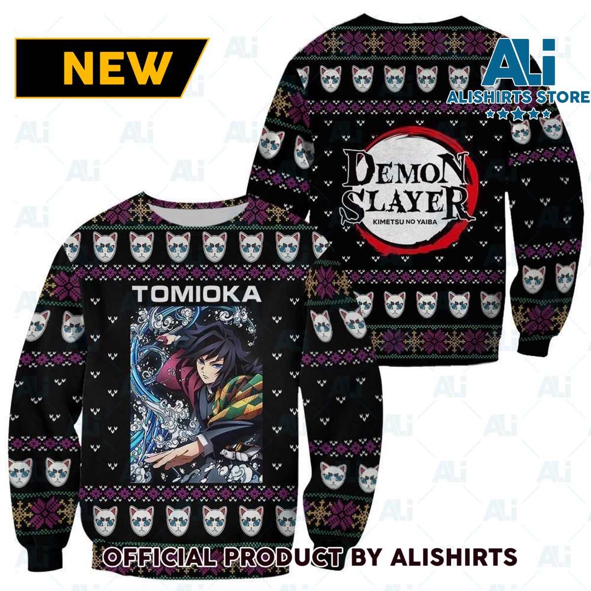 Giyu Tomioka Ugly Christmas Sweater Kimetsu Anime Custom Clothes