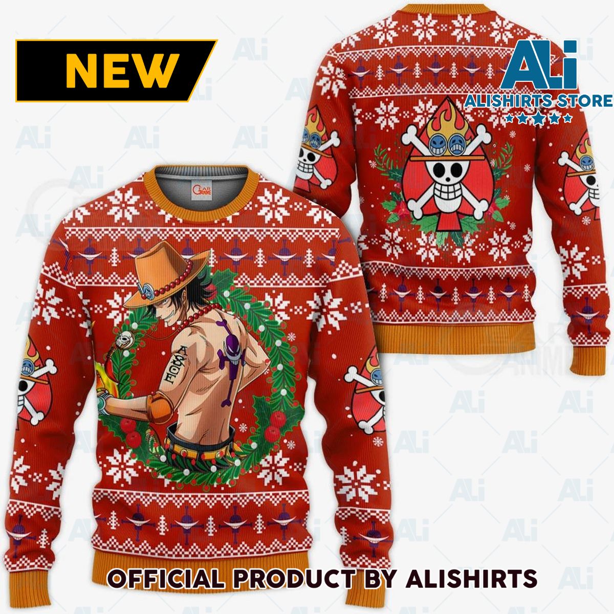 Portgas Ace Ugly Christmas Sweater One Piece Anime