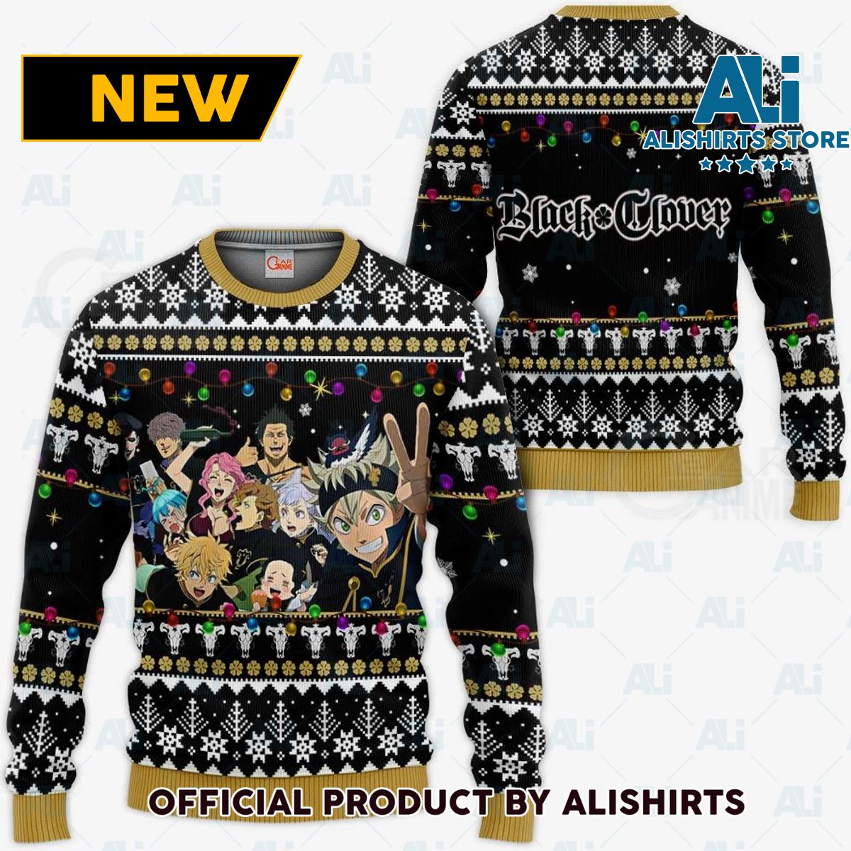 Black Bull Ugly Christmas Sweater Black Clover Anime