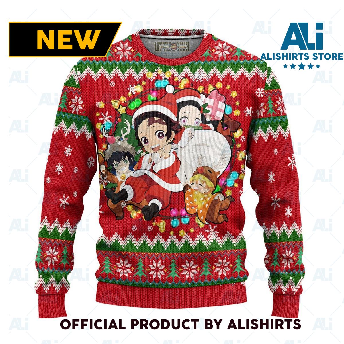 Demon Slayer Anime Ugly Christmas Sweater Red