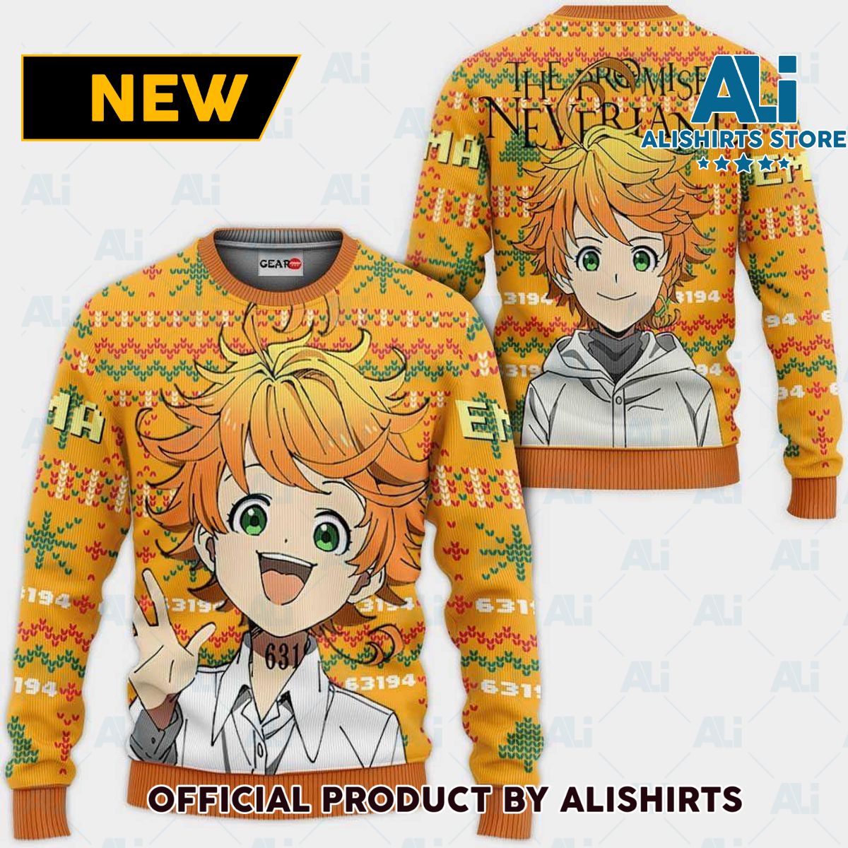 Emma Ugly Christmas Sweater Custom Anime The Promised Neverland