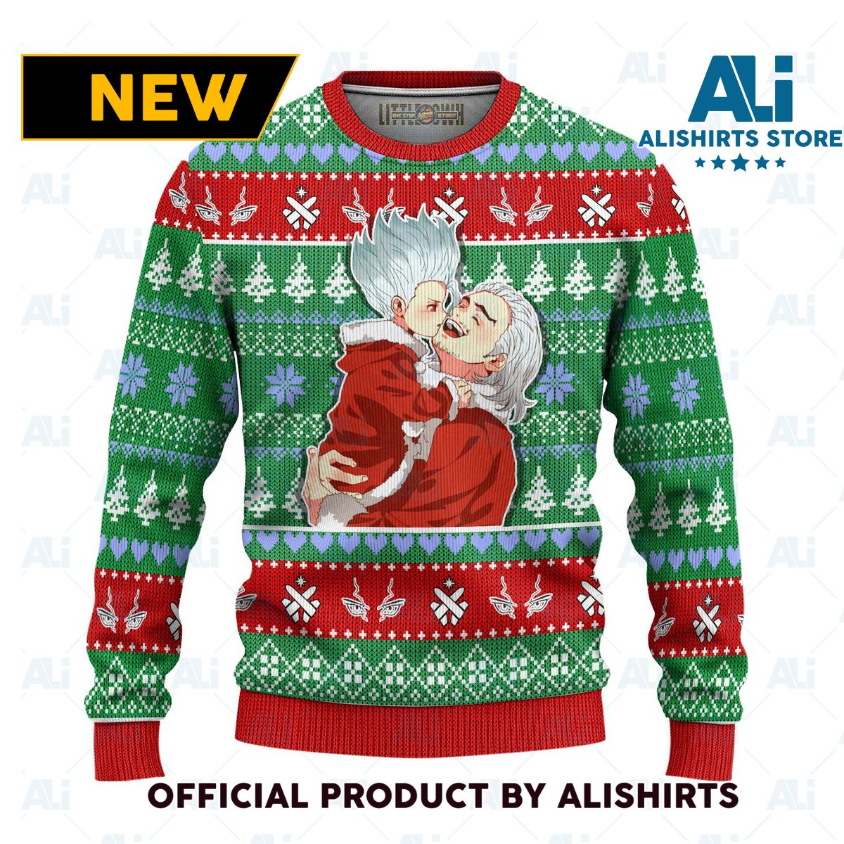 Byakuya X Senku Anime Ugly Christmas Sweater Custom Dr Stone