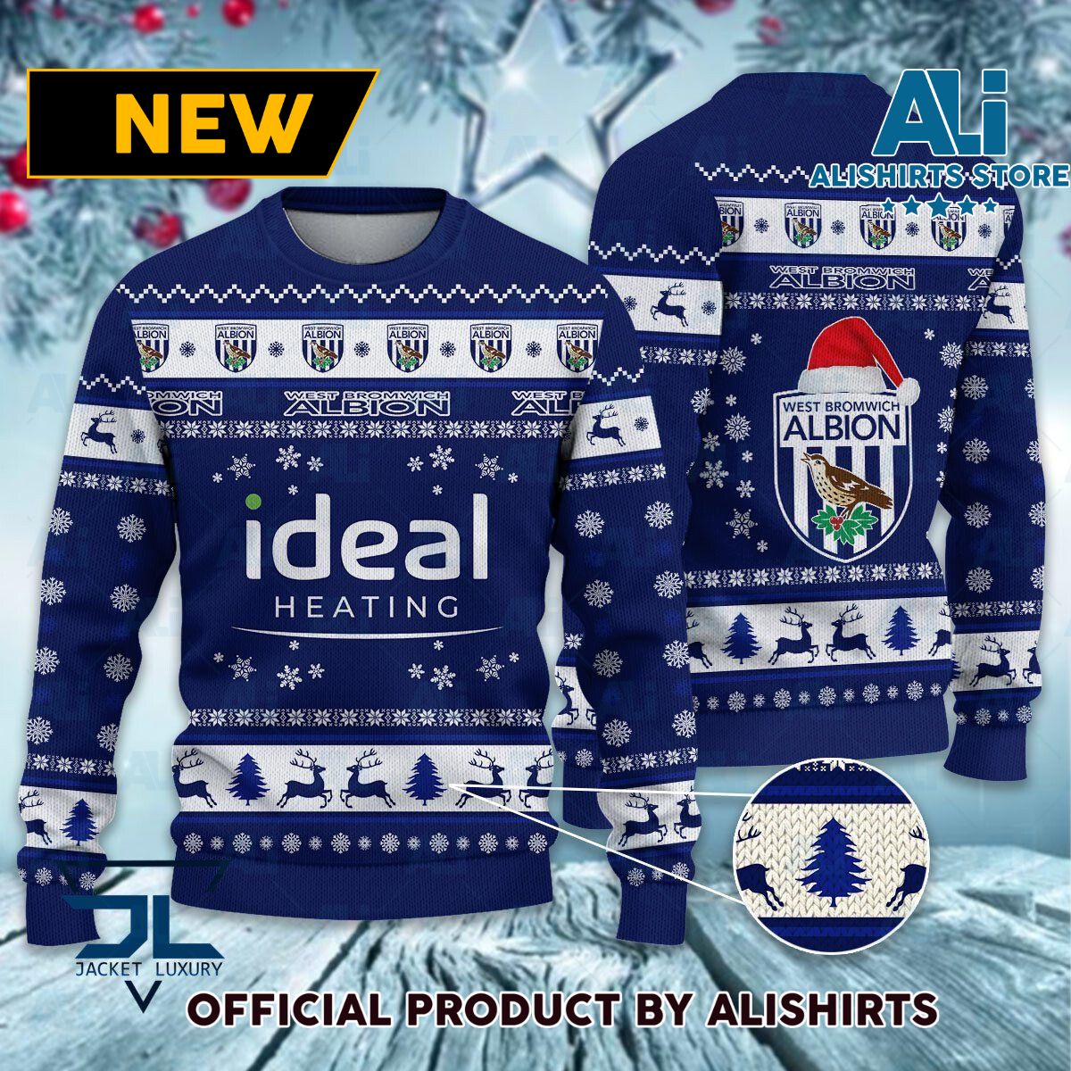 West Bromwich Albion FC logo EFL Championship Christmas Sweater