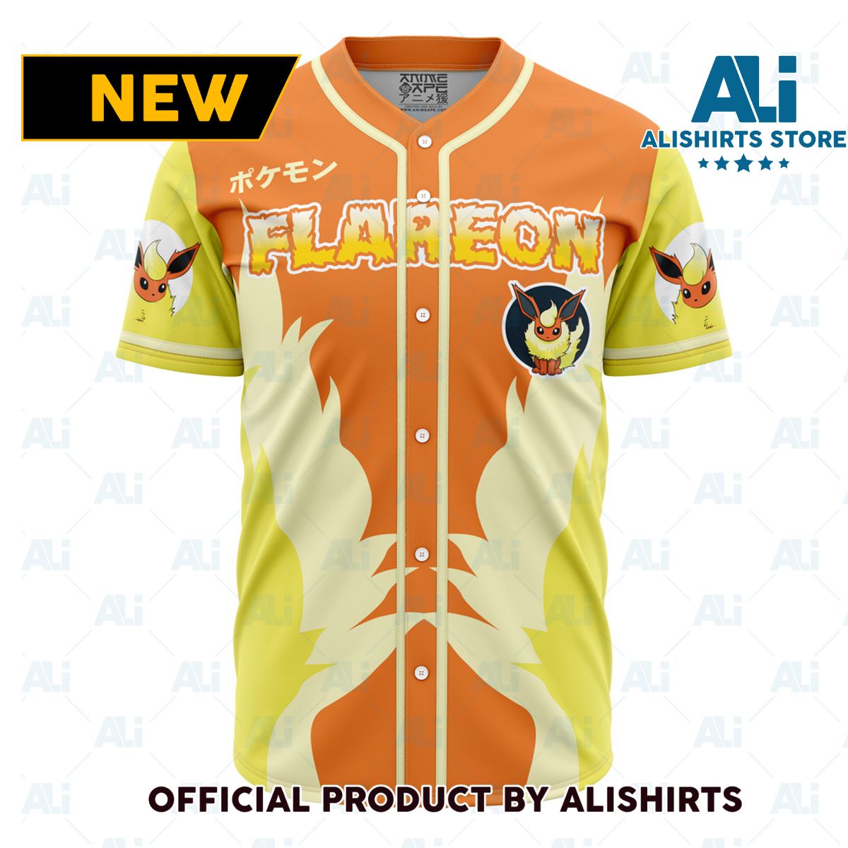 Flareon Eeveelution Pokemon Baseball Jersey