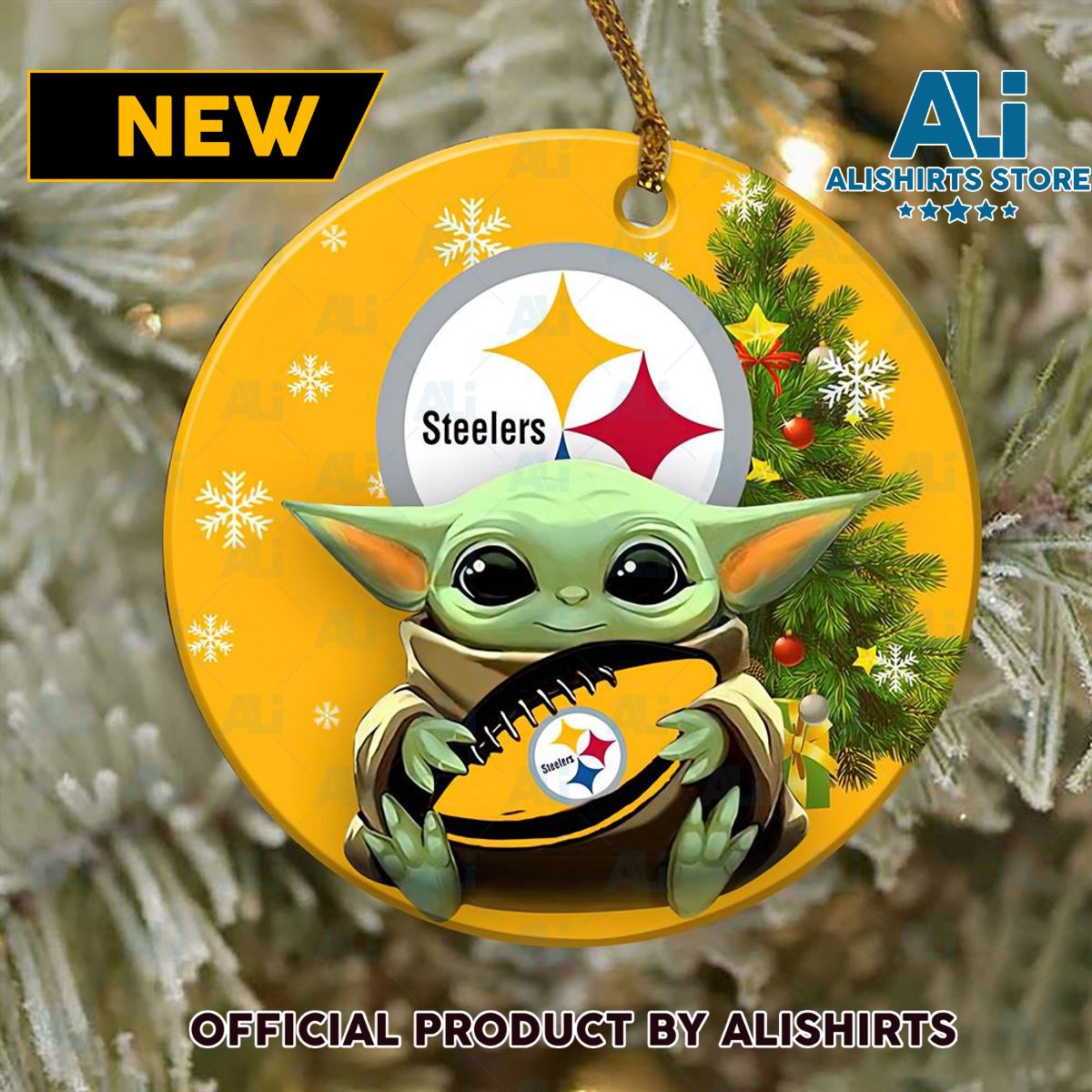 Pittsburgh Steelers Baby Yoda NFL Christmas Ornaments