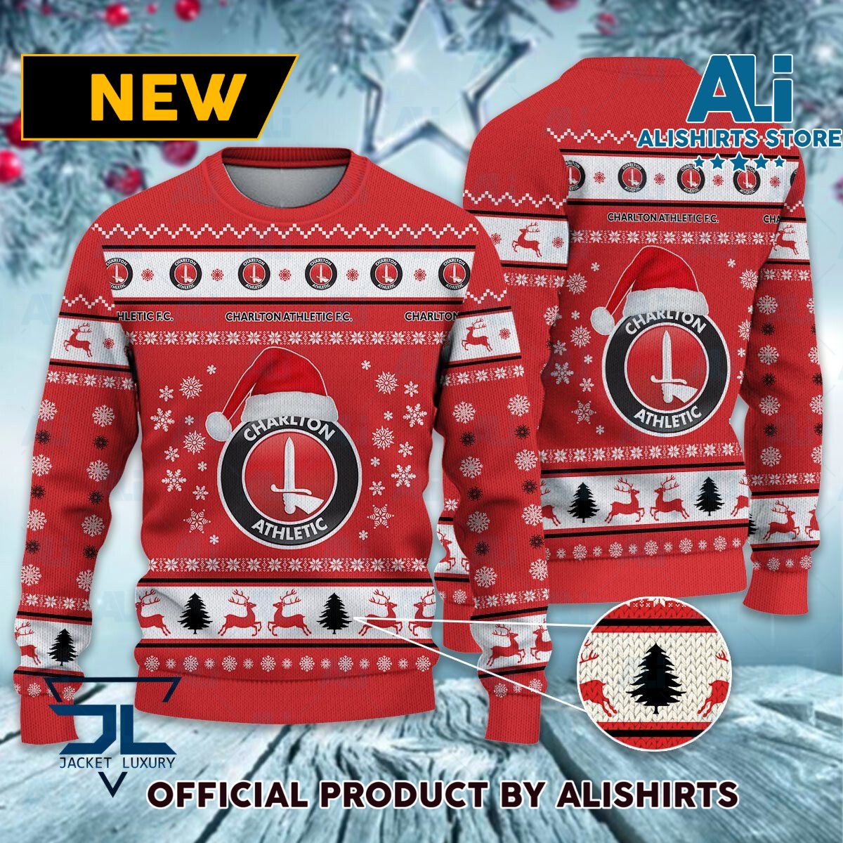 Charlton Athletic FC logo EFL Championship Christmas Sweater