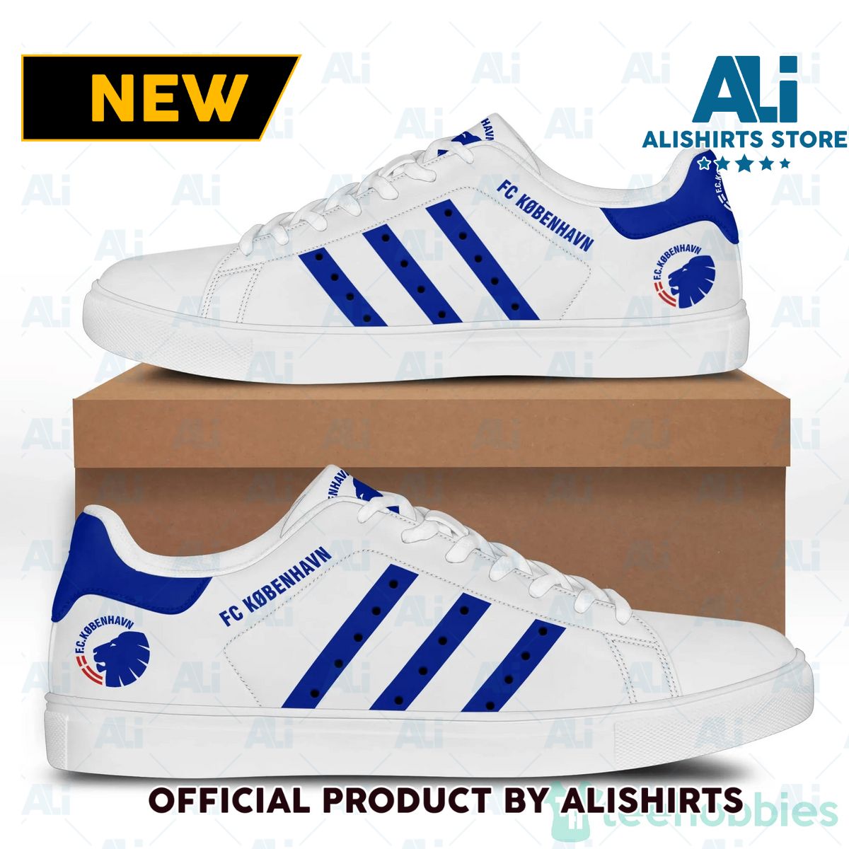 Fc Kobenhavn Blue Stripe Adidas Stan Smith Low Top Skate Shoes