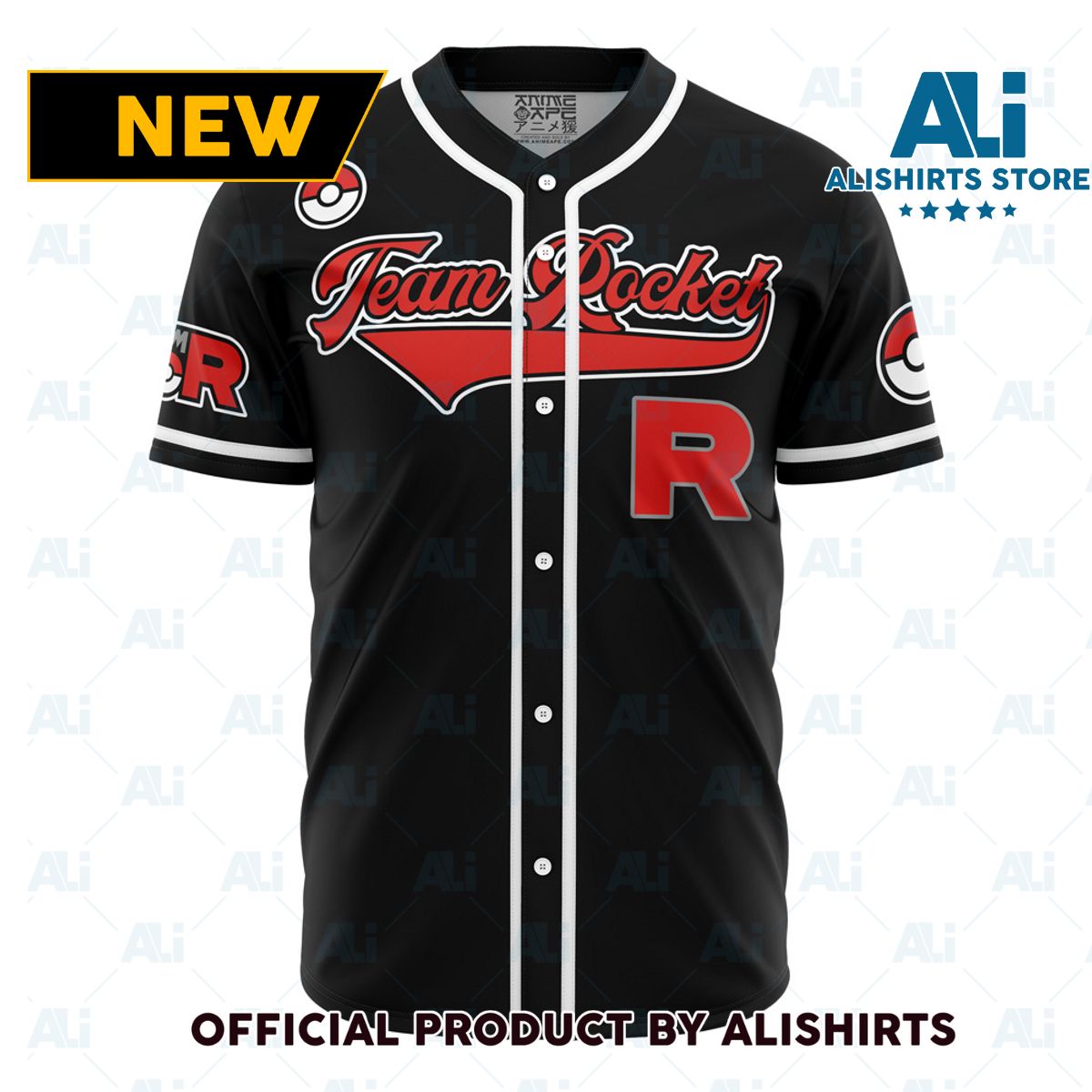 Team Rocket Grunt Black Pokemon Baseball Jersey