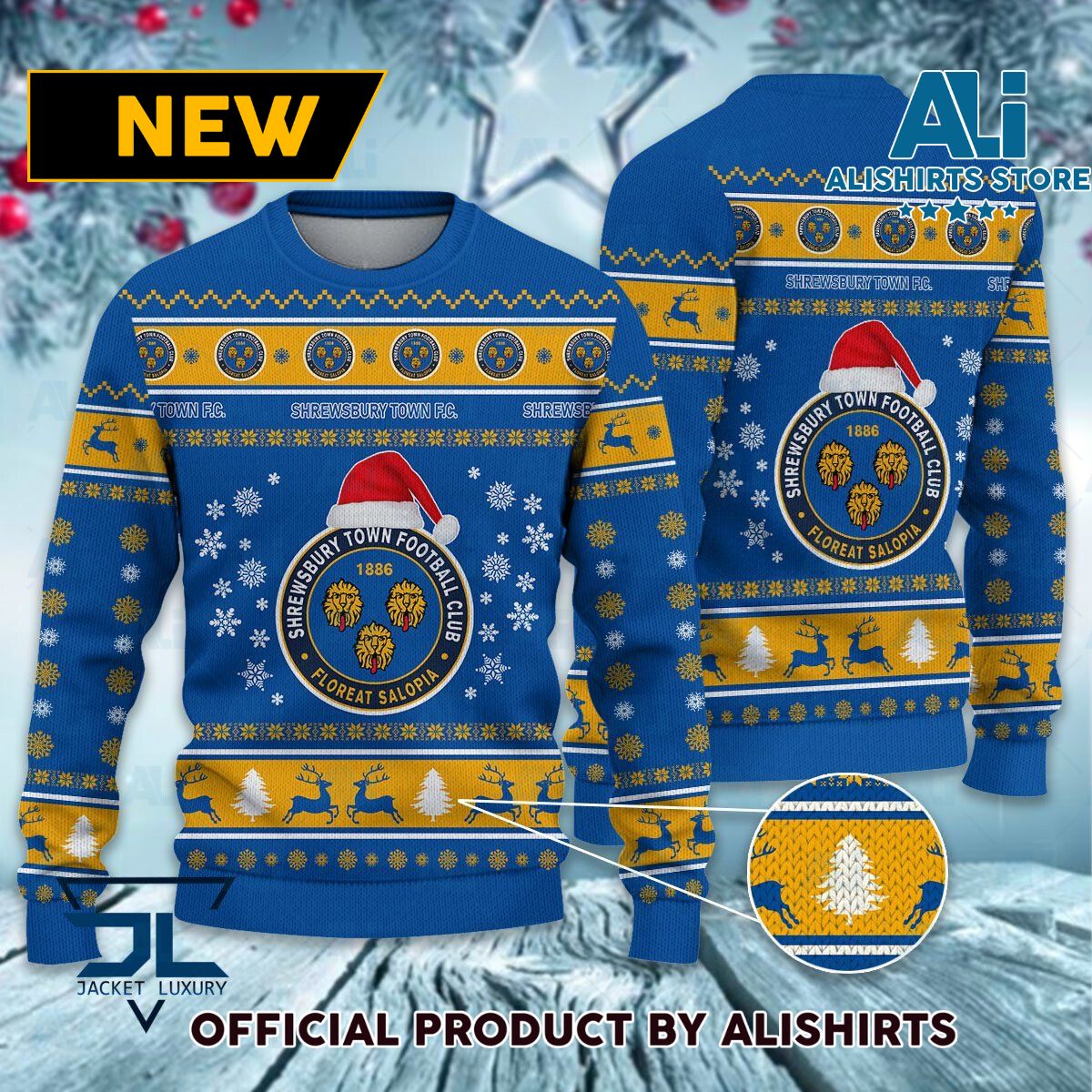 Shrewsbury Town FC logo EFL Championship Christmas Sweater