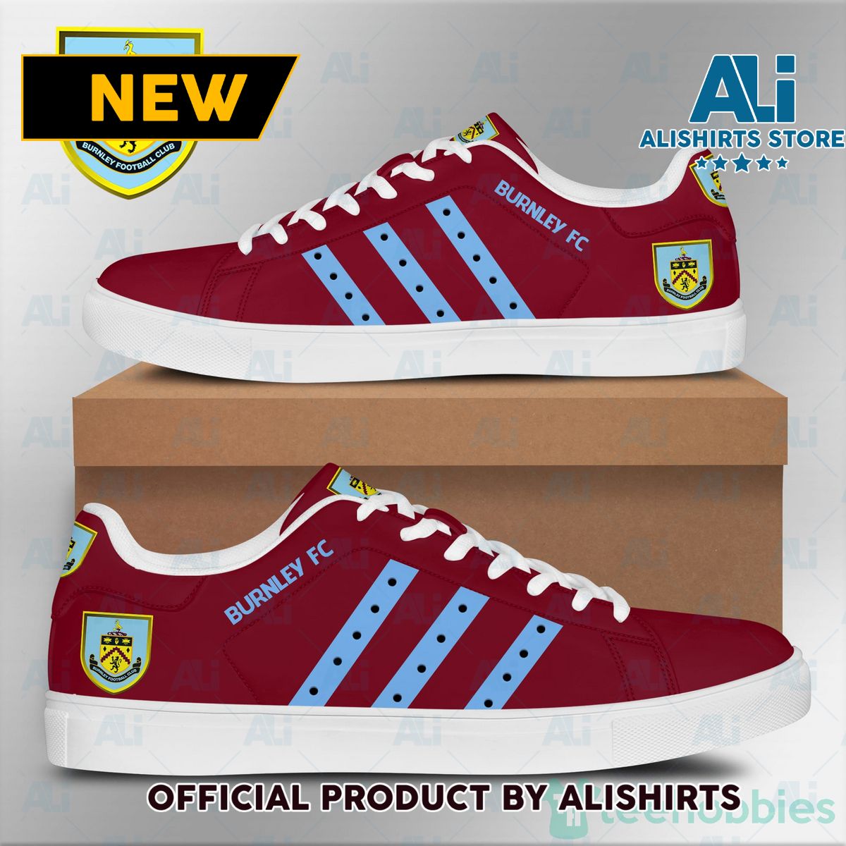 Burnley F.C Red Adidas Stan Smith Low Top Skate Shoes