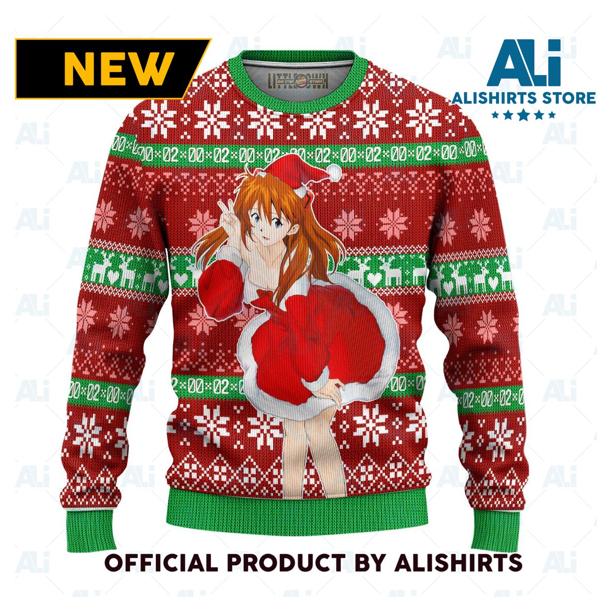 Asuka Langley Sohryu Anime Ugly Christmas Sweater Custom Neon Genesis Evangelion