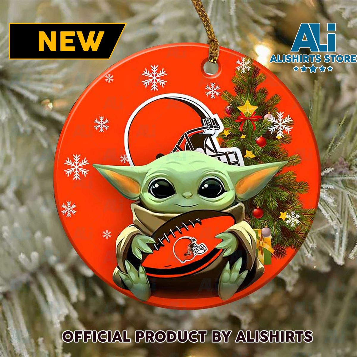 Cleveland Browns Baby Yoda NFL Ornaments 2022