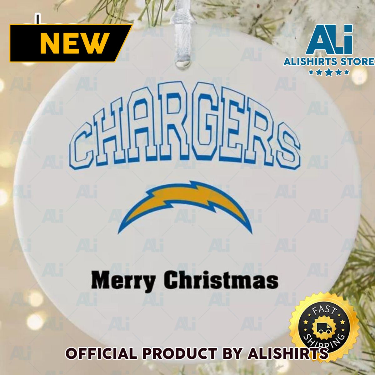 NFL Los Angeles Chargers Merry Christmas NFL Football Ornaments