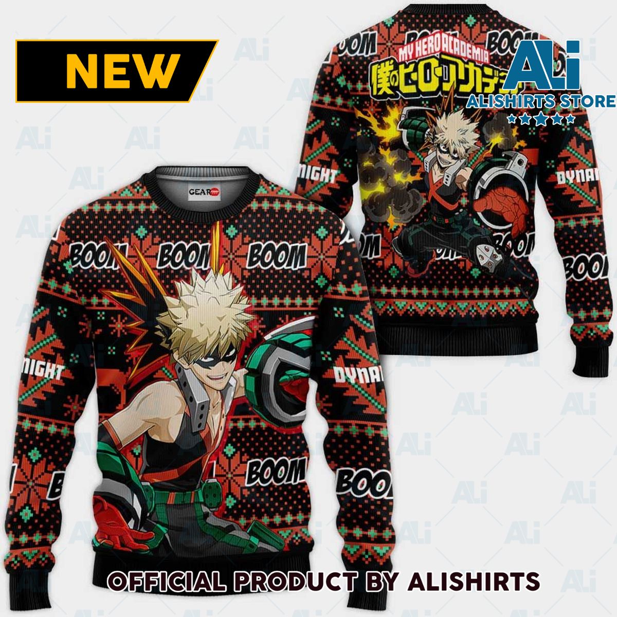 Katsuki Ugly Christmas Sweater Custom Anime My Hero Academia